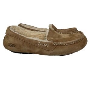 UGG Ansley 3312 Women's Suede Moccasin Slipper Shoes Size 7 Chestnut‎ Tan EUC